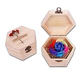 Formemory ソープフラワー レインボーローズ (レインボー)バラ 石鹸花 木質ボックス付き バラ 手作り 母の日 誕生日プレゼント ホワイトデーのギフト バレンタインデーの贈り物 お祝い (ブ