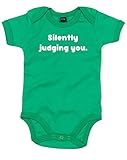 (密かにあなたを評価しています。) Silently Judging You, プリント　ベビースーツ - グリーン/白 12-18 ヶ月