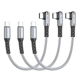 HOTNOW 直角USB C to USB Cケーブル 15cm 3本、Type-c L字 PD 65W急速充電ケーブルはType-Cデバイスに適用