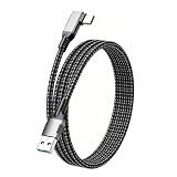 USB Type C ケーブル L字 5m Suptopwxm (10Gbps データ転送 /60W 3A急速充電) USB3.1 Gen2 タイプ c ケーブル USB-A to USB-C 高耐久ナイロン編み スマートフォン・タブレット・ゲーム機などのusb cポートを搭載したデバイスに対応 (ガン色-B, 5m)