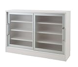 アルミ枠カウンター下収納 幅118ｃｍ引戸 ホワイト色 NO-0048