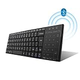 BT10 Bluetoothキーボード タッチパッド式 Bluetooth3.0 ワイヤレスキーボード USB充電式 マウス一体型 無線 静音 軽量 薄型 Windows Mac OS Android IOS パソコン スマホに対応 ブラック