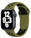 [Pellforia] アップルウォッチ バンド ベルト 38mm 40mm 41mm S10-42ｍｍ 対応 シリコン製 SE Ultra 全シリーズ対応 カーキ × 黒 Lサイズ