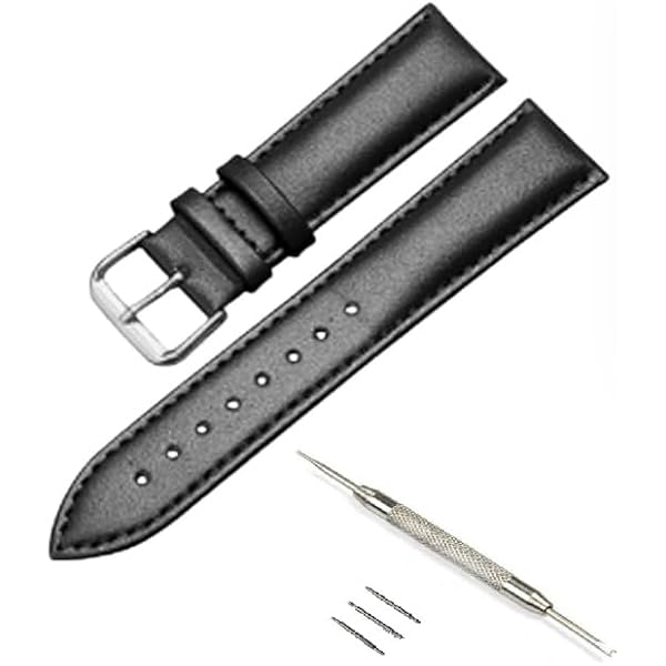 Amazon.co.jp: 腕時計 交換用ベルト 革製 18mm 青色 バンド 工具、バネ