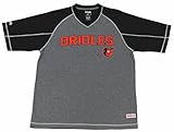 MLB Baltimore OriolesメンズFine GaugeメッシュVネックラグランシャツ XL ブラック