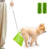 LUNPEAR 犬用 フンキャッチャー 片手で簡単取れる フン取り 処理袋60本付き ペットの散歩グッズ うんち取り トイレスコップ クリーンスコップウンチ取り器 犬用 猫用 (イエロー)