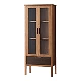 小島工芸 日本製 組立不要 健康仕様のFフォースター 耐荷重に優れた中がしっかりつまった丈夫な棚板 引き出し付き 高さ148cm 開戸タイプ ガラスボードNKG モカ+ウェンジ [幅59.7cm 奥行37cm] 1290561