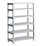 選べる幅サイズ31段階！軽量アルミ製 収納ラック6段 棚板奥行36cm 高さ130cm 幅バリエーション 30～180cm (165cm)