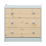 アルファタカバ ディズニー家具シリーズ 80cm幅3段ベビーチェストクフモ パステルブルー同色