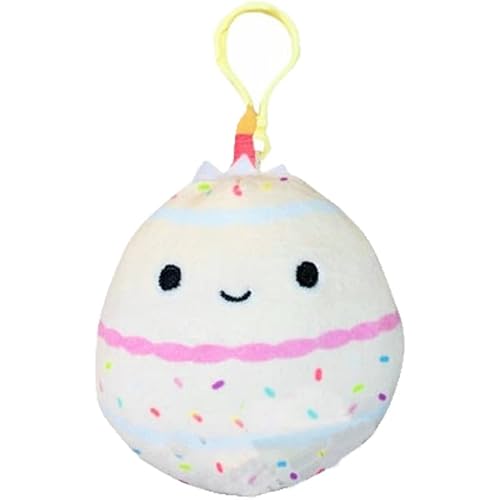 Squishmallows Oficial Kellytoy Food Plush Toys Soft Plush Animal (3.5 Inch Clip, Dorina Birthday Cake Slice)