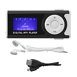 MP3ミュージックプレーヤー、ミニスクリーン付きMP3プレーヤーバッククリップデザイン、LED懐中電灯付きミュージックメディアプレーヤー、スポーツ用イヤホン付きポータブルミュージックプレーヤー(黒)