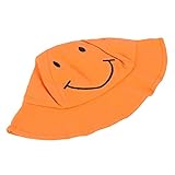 Domybest ベビー用ハット つば広　笑顔　紫外線対策 赤ちゃん キッズ 帽子 子供　ベルト付き 女の子 日焼け防止　3色 (オレンジ)