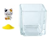花市場直送便 ミニチュアガラス 三毛猫ビール & カラーサンド イエロー & 植え込み用グラス ニューブロックS