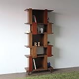 【 GA-R 】ハイシェルフ 本棚 電話台 完成品 ブラウン 幅75 奥行31 高さ170cm 国産 日本製 無垢材 ウォールナット 柄 木製 北欧 fax台 完成品 オープンラック 書棚 マガジンラック 壁面収納 リビングボード