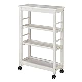 Calore カローレ スリムワゴン ３段　(カントリー,ホワイト,キッチンワゴン,キャスター付き,天然木,カフェ,ショップ,おすすめ)