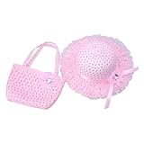 (ビグッド)Bigood 帽子 子供 ハンドバッグ 麦わら帽子 バッグセット ペーパーハット サンバイザー女の子 つば広帽 ボーラーハットリボン付き アウトドア お出かけに ピンク