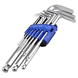 uxcell　六角レンチ　六角レンチツール　六角頭　六角ヘッド、L型、ボールエンド　手工具　クロムバナジウム鋼　シルバートーン