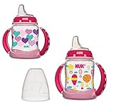 NUK 2 Count Pretty In Pink Leaner Cup, 5 oz (Hot Air Balloon/Hearts) by NUK