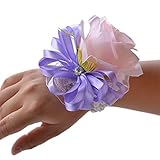 betwoo手首コサージュブレスレットHand Flower Forパーティー/プロム/ウェディング、のセット1 Free Size ピンク