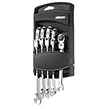 KKmoon 5本組 コンビネーションレンチ 8/10/12/13 / 14mm ダブルエンド ラチェットスパナ オープンエンド DIY工具セット 自動車修理 ハードウェアツール フレキシブルヘッド 