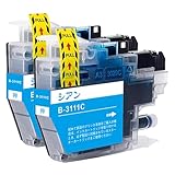 【EasyECO】ブラザー用 LC3111-4PK 互換インクカートリッジ LC3111-C シアン 2本セット 純正と併用可能 大容量インク 最新ICチップ搭載/残量表示/個包装 対応機種:DCP-J572N DCP-J577N DCP-J582N DCP-J587N DCP-J972N DCP-J973N DCP-J978N DCP-J981N DCP-J982N DCP-J987N など