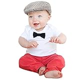 Domybest ベビー服 男の子　Tシャツ セットアップ　フォーマルスーツ　紳士服　上下セット　男の子 半袖ｔシャツ+パンツ 2点セット　蝶結び　キッズ　赤ちゃん　春　夏　秋　ルームウェア　セットア