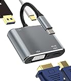 USB C ハブVGA HDMI USB 変換アダプタ同時Type-cきゅうそく充電(4 in 1)タイプc usb3.0画面出力mac マウス キーボード ドッキングステーションThunderbolt 4 たいぷc ポート カメラアダプタ急速充電器OTGケーブル コネクタhub適用Samsung Apple IPhone15 Pro Max Plus ipad 10、Air5、Mini、Pro