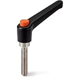 NBK 機械要素部品 プラクランプレバー(おねじ)操作ボタンつき LEMS-3-6-BK-COR (黒)