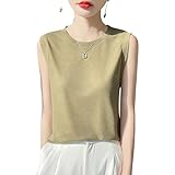 [Phorecys] ノースリーブ ブラウス レディース タンクトップ ボートネック ニット 薄手 無地 シンプル トップス カジュアル グリーン