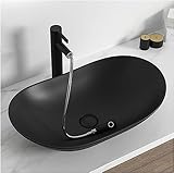 洗面ボウル 陶器製 洗面ボール 手洗い鉢カウンタートップ容器シンクバスルームカウンタートップ洗面器洗面台シンク楕円形セラミックカウンター洗面台バニティボウルの上,グレー (61X36X16cm) (ヌルグリーン(61x36x16cm))