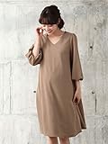 Angeliebe エンジェリーベ マタニティ ワンピース 授乳口付き Ｖネック ボリューム スリーブ フレア ワンピ 妊婦服 産前 産後 S ～ M サンドベージュ 22154 22154201