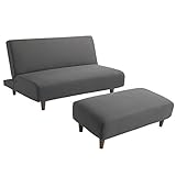 ソファベッド 2人掛け オットマン付き 幅120cm (グレー)