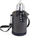 Insulated Growler Tote with 64 oz. Stainless Steel Growler, (Gray with Black Accents & Silver Growler)