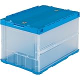 トラスコ中山(TRUSCO) 薄型折りたたみコンテナ 収納ケース 収納ボックス 2個【ケース販売】 530X365X65mm ロックフタ付 50L 半透明 TR-C50B-HTM