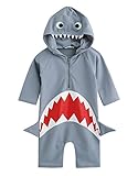 [Vaenait Baby] 0-24ヶ月UVカット ラッシュガードベビー子供男の子長袖ワンピース水着 Baby Real Jaws L