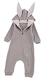 Nice Days（ナイス　ディズ） ベビーロンパース 　長袖フード付き　幼児服　　可愛いウサギちゃん　男女兼用 (100/13, グレー)