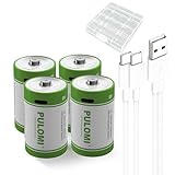 USB リチウムイオン充電式 D バッテリー 高容量 1.5V 12000mWh 単1電池 充電式 急速充電 1200 サイクル Type C ポートケーブル付き、定出力、4 個パック rechargeable battery d