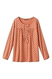 Angeliebe エンジェリーベ マタニティ 授乳 兼用 フロッキー ドット トップス 長袖 妊婦服 フリル L アプリコット オレンジ 20064 20064270