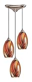 Elk 517-3M 3-Light Pendant In Satin Nickel and Multi Glass [並行輸入品]