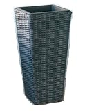 ●yamatei　WP-001K60E　ウィッカーポット スクエアロング OT　M　28×28×高さ60㎝　灰