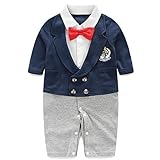 エルフ ベビー(Fairy Baby)ベビーフォーマルカバーオール 赤ちゃんセレモニーロンパース 赤蝶ネクタイつき結婚式服 男の子73cm徽章柄