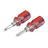 uxcell フィリップスヘッド　マイナスドライバー レッド シルバートーン リバーシブル 2個入り