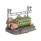 つくるんです® 日本語説明書付 3D ウッドパズル オーナメントシリーズ (桜さく電車)