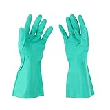 B Blesiya ゴム製作業手袋　高品質ニトリル手袋　耐溶剤　耐油性　グリーン　全4サイズ - L