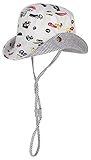 GEMVIE ベビーキャップ 可愛いプリント 日焼け止め UVカット 夏 男の子 女の子 ハット あごひも付き 通園 幼稚園 遠足 キッズ 帽子 M ホワイト