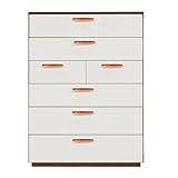 Alpha Takaba Co.,Ltd. カラフルチェストシリーズ リリーブラウン 100cm幅6段 取っ手オレンジ