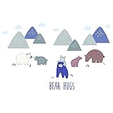 Lambs & Ivy署名モンタナブルー/グレー/ブラウンBearジャンボ壁アップリケ