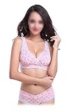ブラジャー, SODIAL(R)女性のマタニティー授乳用のブラジャー　授乳期の母さんのための下着　ブラジャー　ピンク＋青　ドットパターン　XL