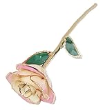 ZJchaoゴールドローズLove Forever Long Stem Dipped 24 Kローズ箔トリム、彼女のためのギフト 11 inches ホワイト zjchao-053