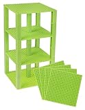 Premium Neon Green Stackable Base Plates - 4 Pack 6" x 6" Baseplate Bundle with 30 New and Improved 